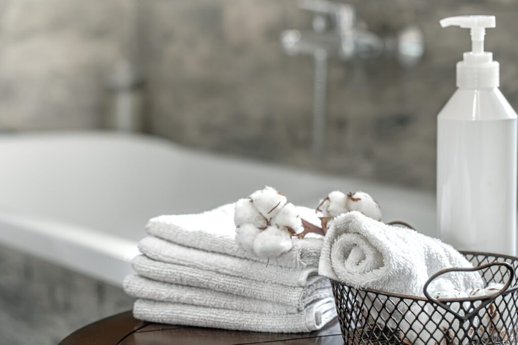 Make your bathrooms look as inviting as a hotel bathroom with just a couple of fresh towels and soap